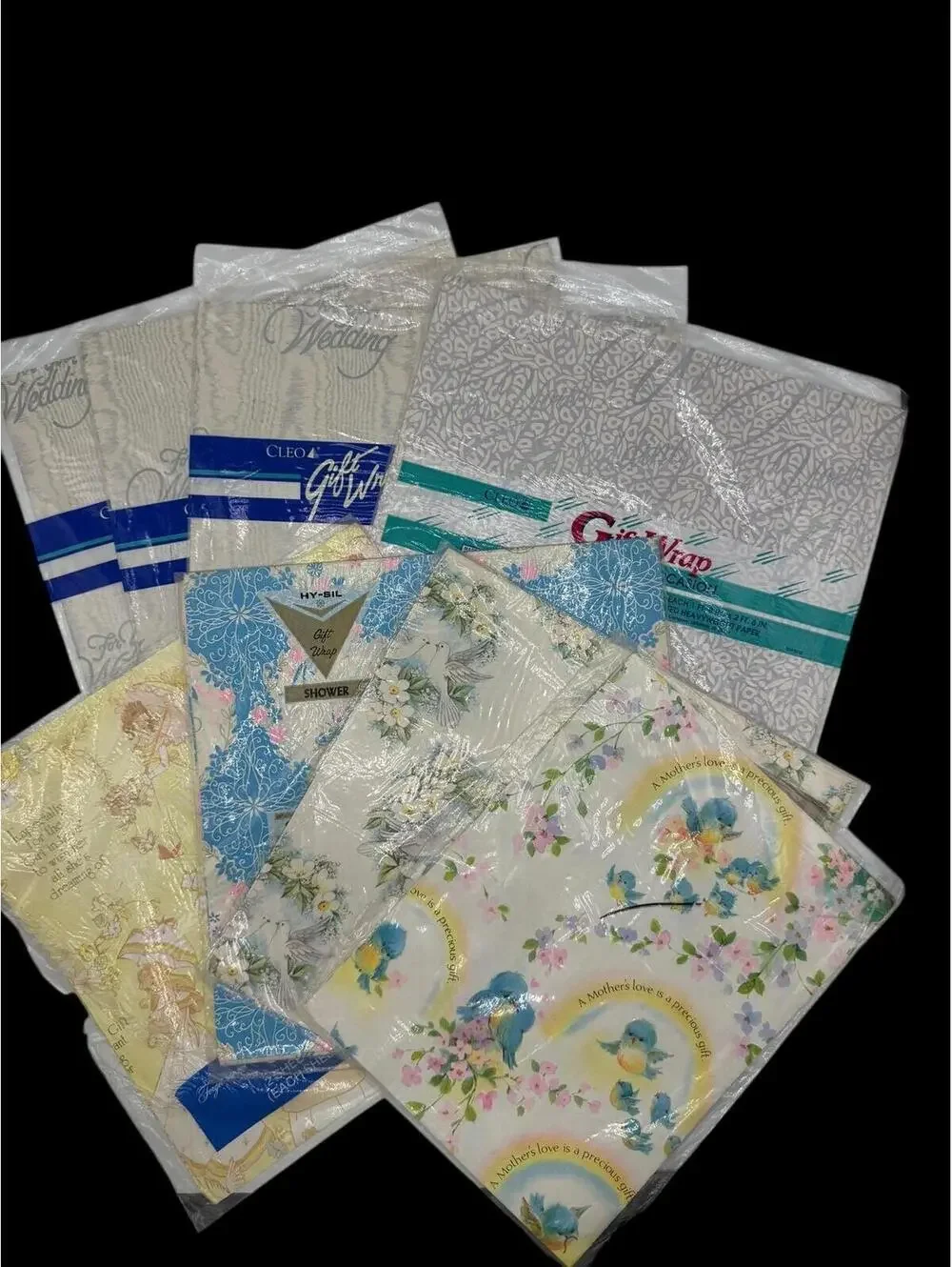 Vintage 1950s-1970s Gift Wrap: Five Patterns, Wedding Floral, Shower NOS